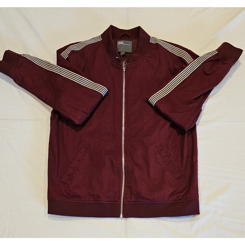 ASOS Men's Cotton Bomber Jacket Burgundy Size Large NWOT
